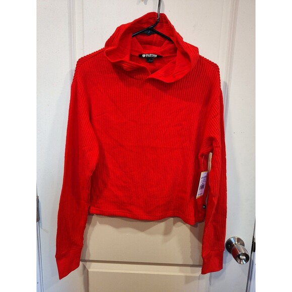 Women's Eleven by Venus Williams In Bloom Long Sleeve Top Hood Candy Red Small - Picture 5 of 7